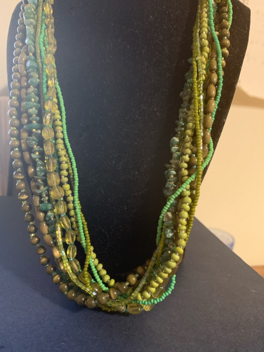 Multi-Strand Green Beaded Women's Necklace